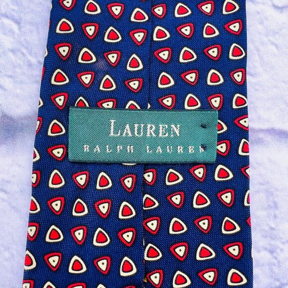 Lauren Ralph Lauren Mens‎ Silk Necktie Green & Blue Pattern 57 X 3.75" Geometric - Picture 5 of 9